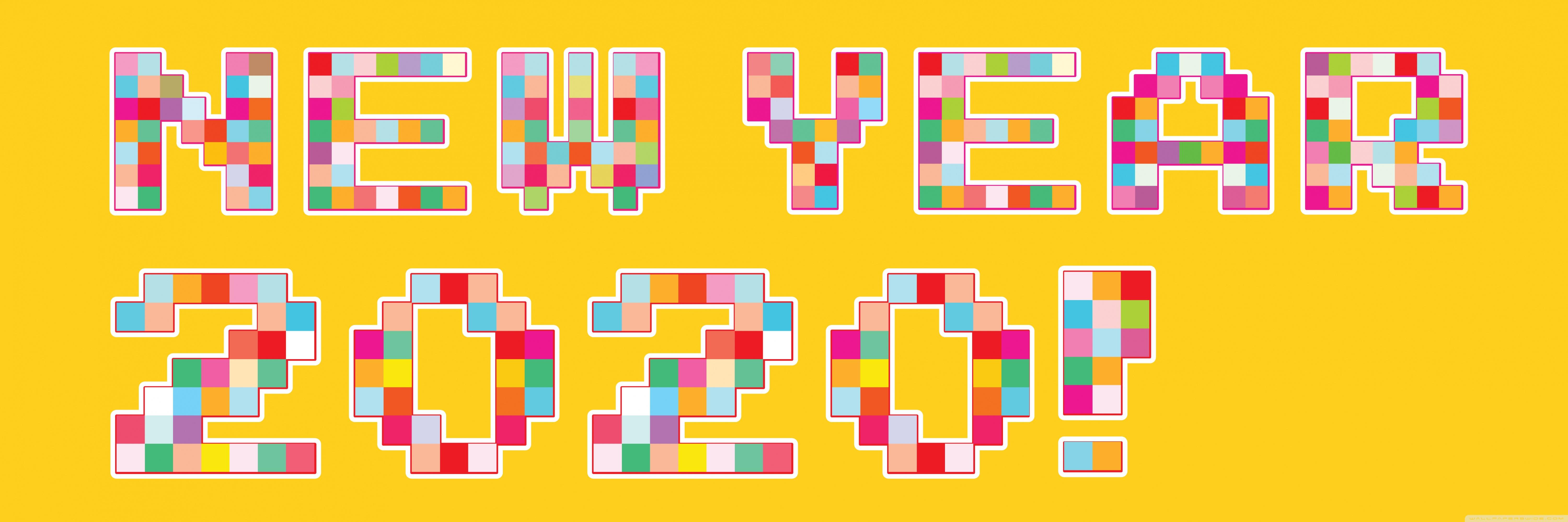 6000x2000 Happy New Year 2020 Pixel Art Ultra HD Desktop Background Wallpaper for 4K UHD TV : Multi Display, Dual & Triple Monitor : Tablet