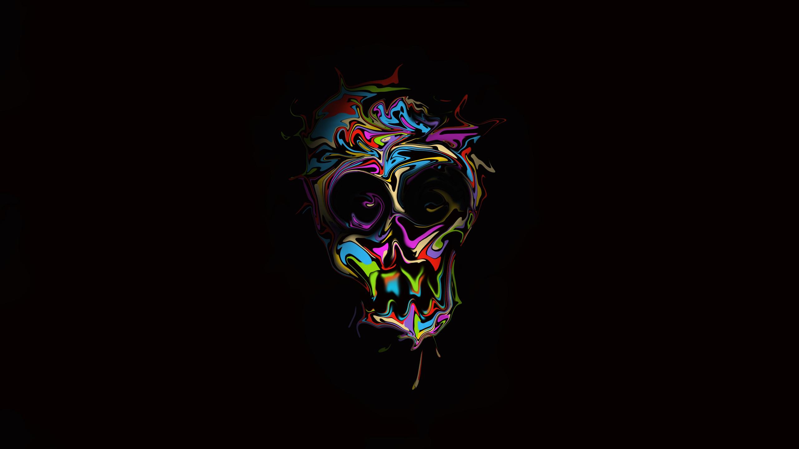 2560x1440 Download Glitch art, colorful, skull, dark, art wallpaper, 2560x Dual Wide, Widescreen 16: Widescreen