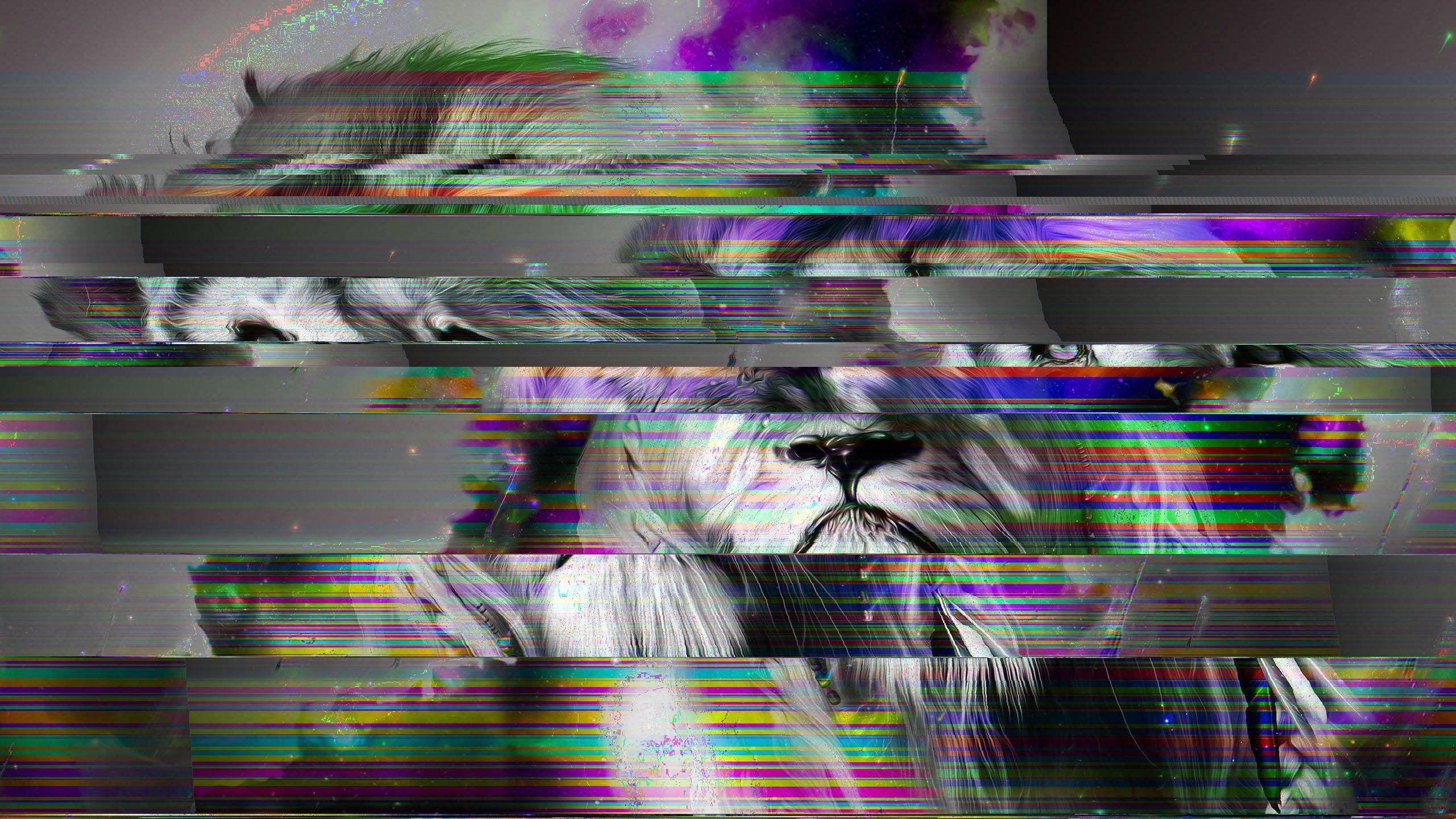 2560x1440 My First Attempt At Glitch Art: A Lion I Glitched Up From R Wallpaper: Glitch_art