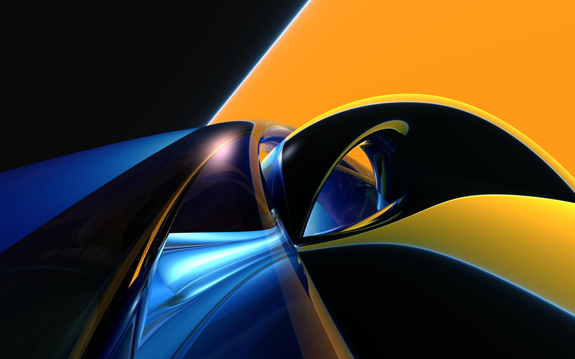 1920x1200 Title Abstract Shapes Yellow Blue 3D Digital Black And Blue HD Wallpaper