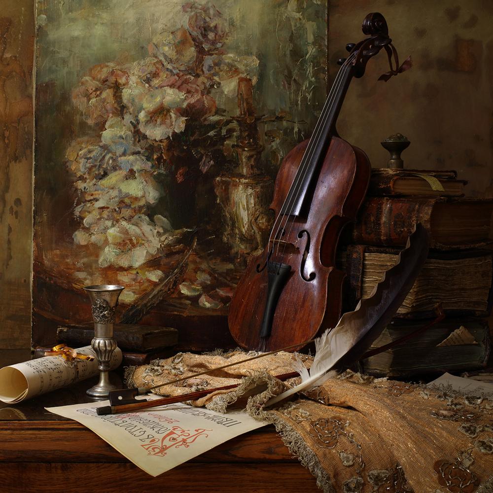 1000x1000 Photo Wallpaper Still Life With Violin And Painting