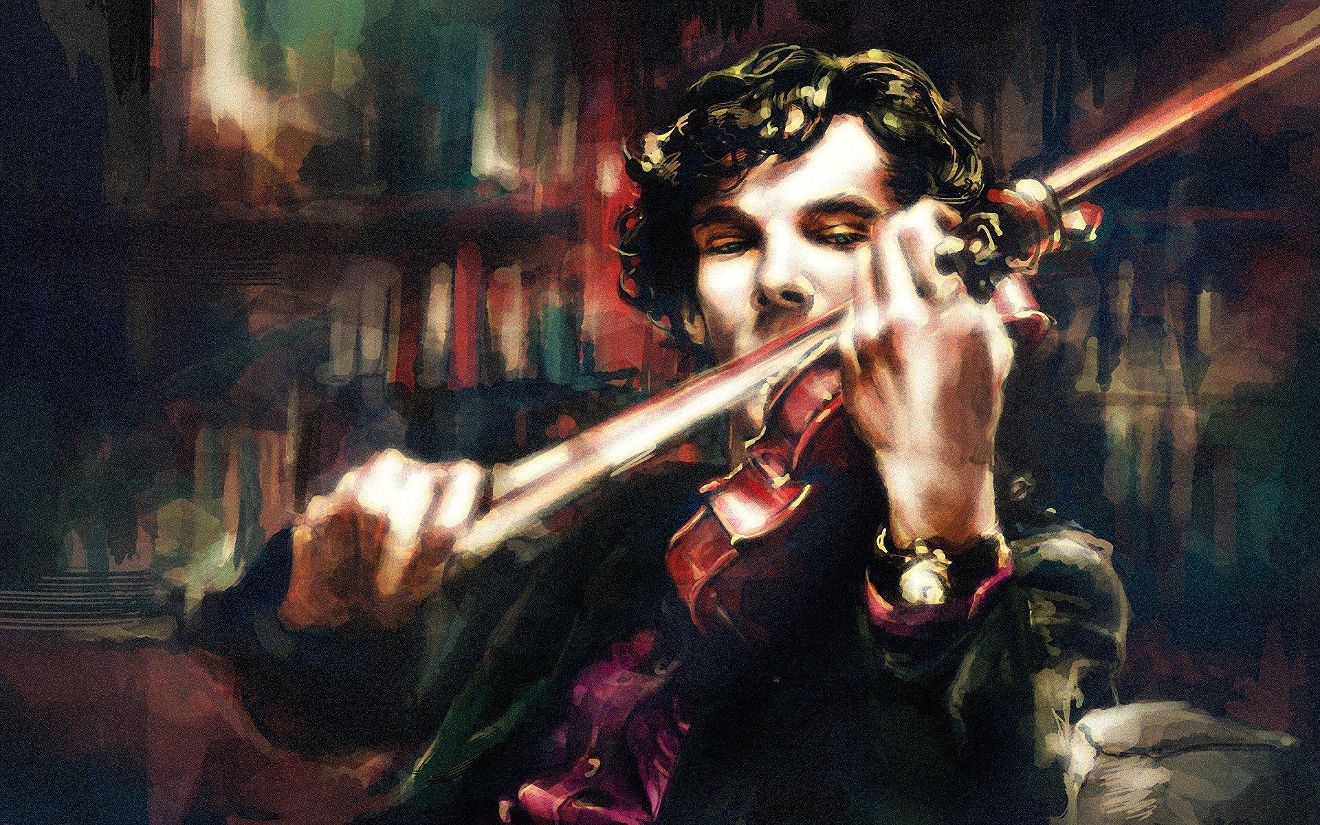 1920x1200 Benedict Cumberbatch, Alicexz, Violin, Sherlock, Sherlock Holmes, Artwork HD Wallpaper / Desktop and Mobile Image & Photo