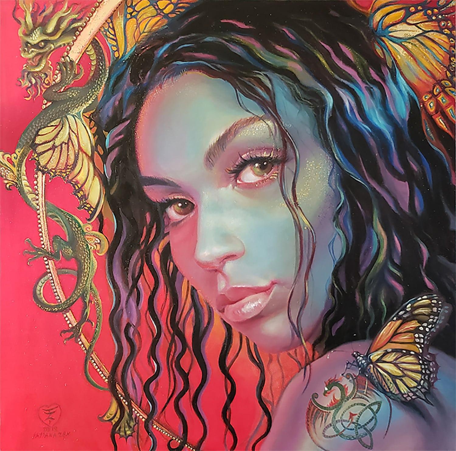 1500x1486 Butterfly Goddess Original Painting
