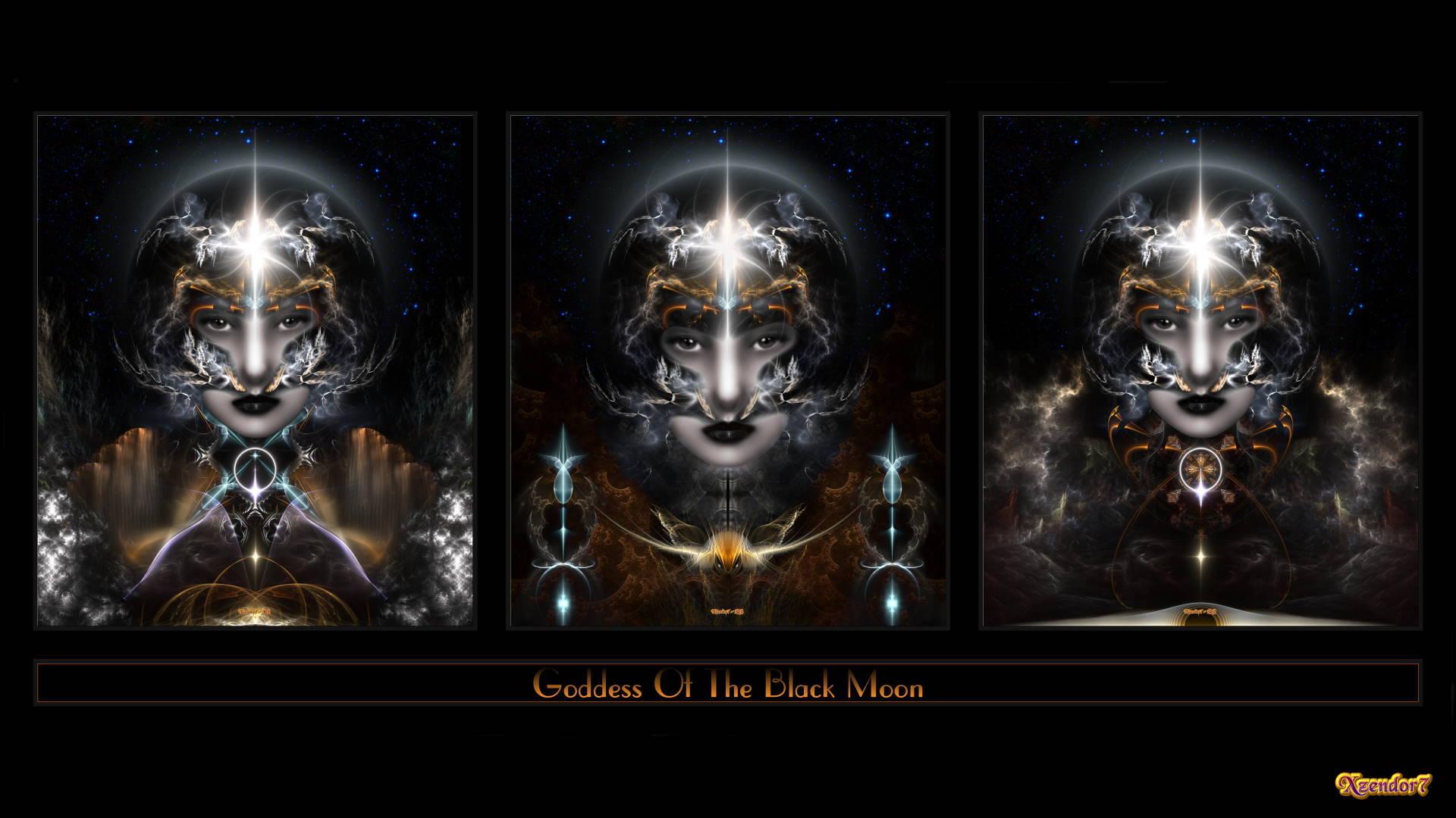 1920x1080 Black Moon Fractal Art Composition