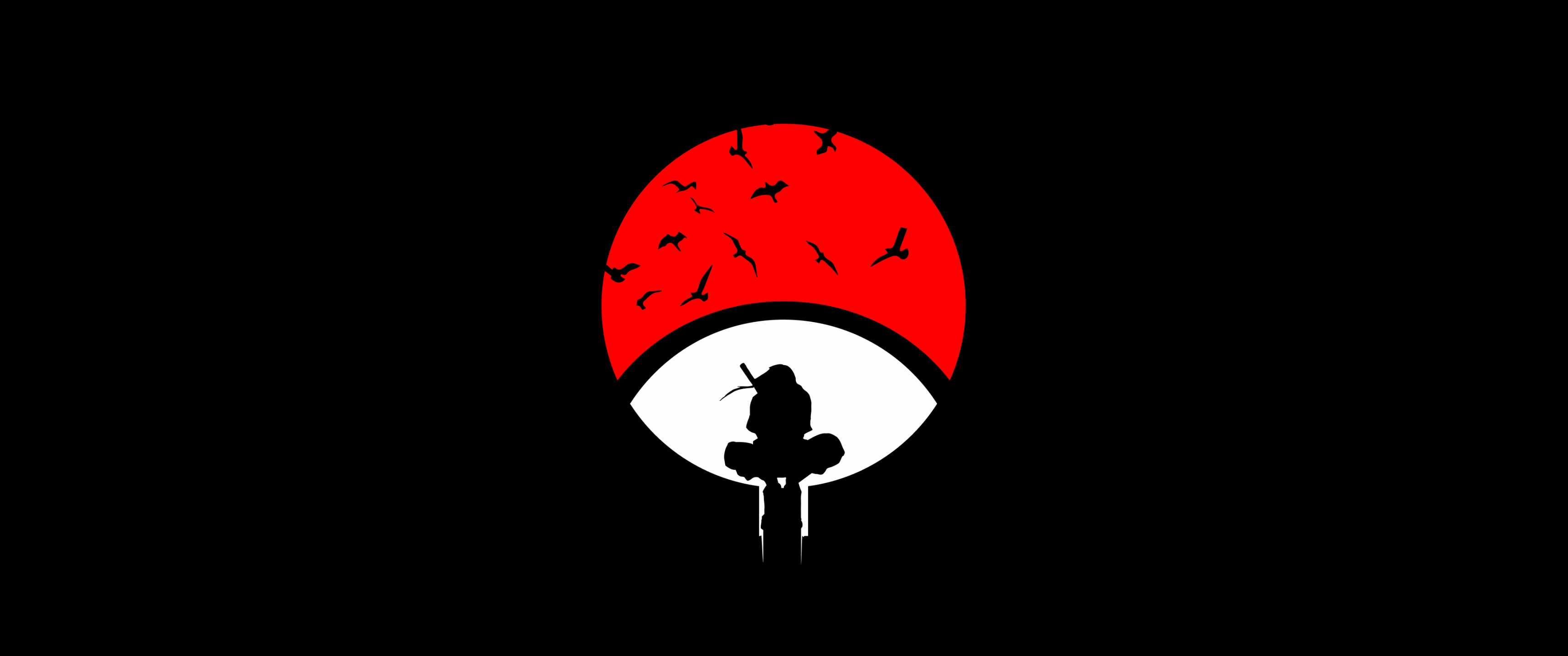 3440x1440 Itachi Uchiha Wallpaper 4K, Naruto, Black Background, Minimal Art, AMOLED, Black Dark