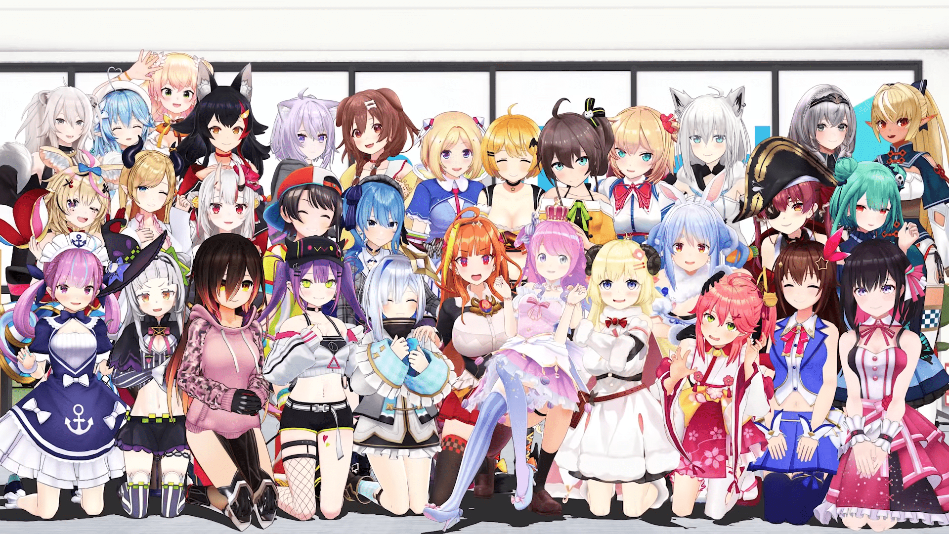 1920x1080 Shishiro Botan Yukihana Lamy Momosuzu Nene Ookami Mio Nekomata Okayu Inugami Korone Aki Rosenthal Yo Wallpaper:1920x1080