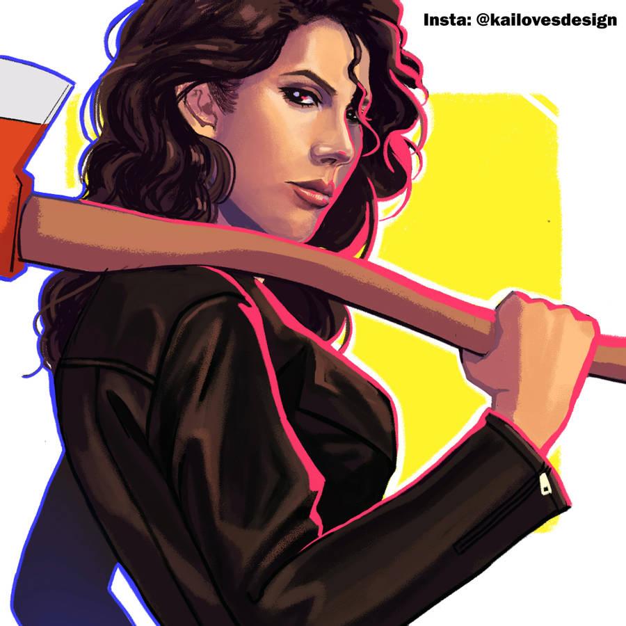 900x900 Download Rosa Diaz With Ax Brooklyn Nine Nine Art Wallpaper