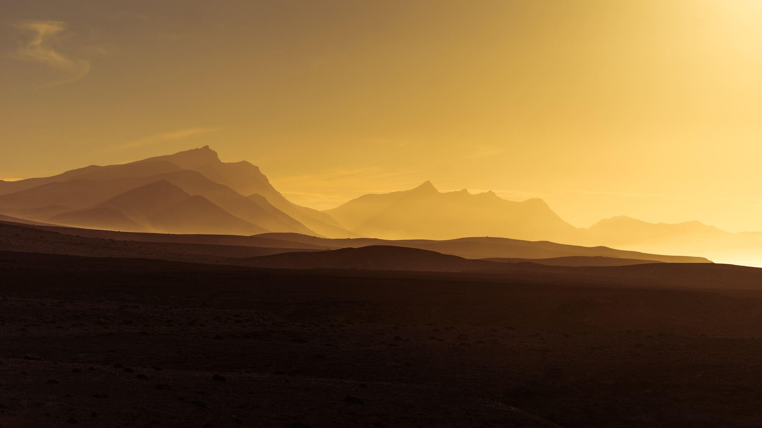 2560x1440 Golden Hour Orange Sunrise Mountains View 1440P Resolution HD 4k Wallpaper, Image, Background, Photo and Picture