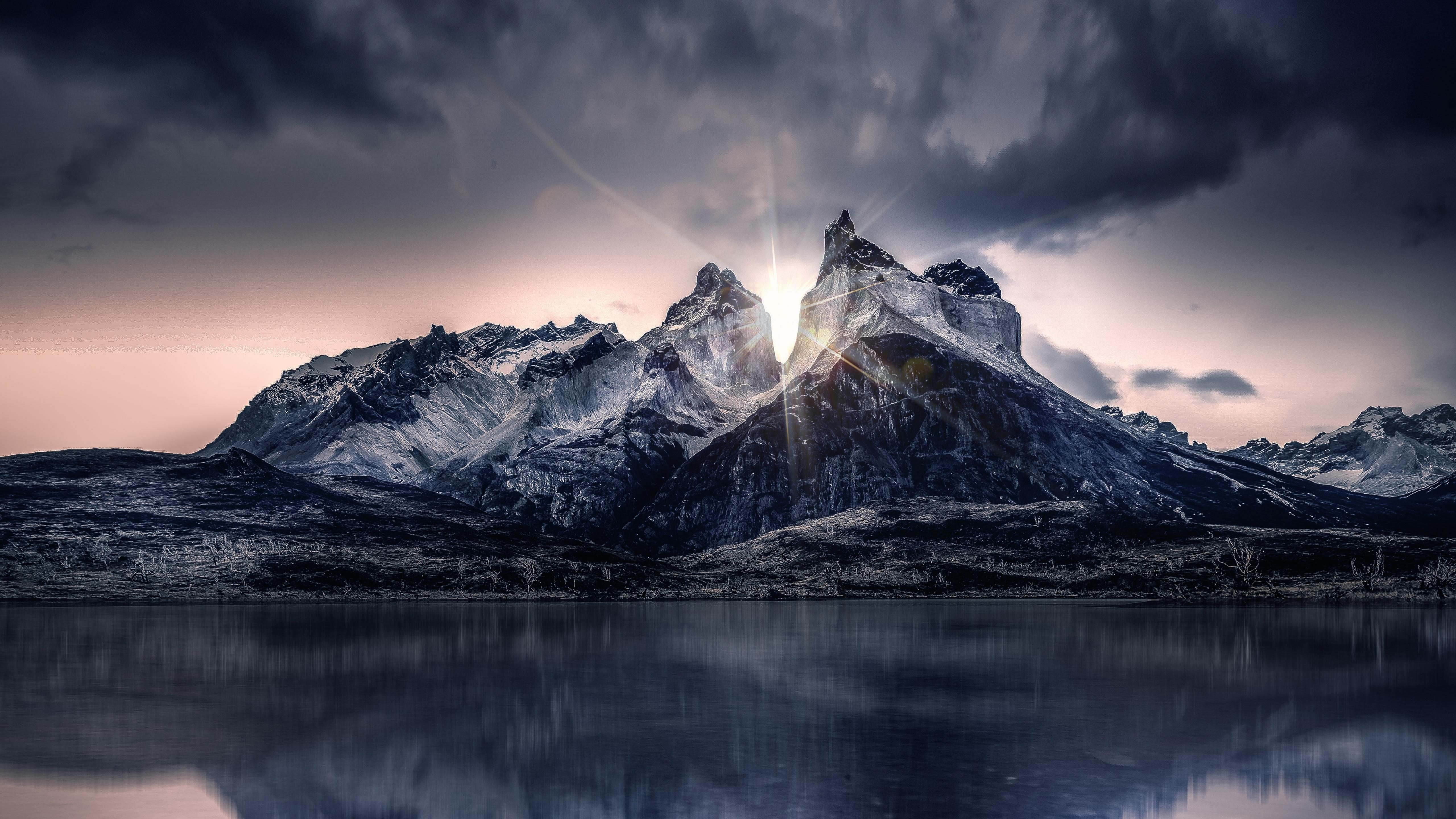 5120x2880 Wallpaper Clouds, Sunrise, Mountains:5120x2880