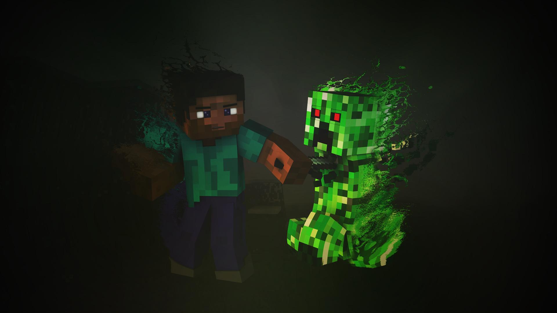 1920x1080 1920x1080 creeper steve minecraft wallpaper JPG 228 kB