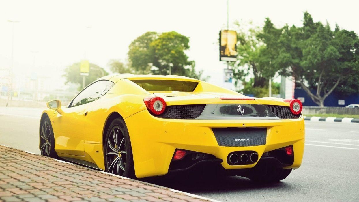1244x700 Cars Ferrari roads vehicles Ferrari 458 Italia yellow cars wallpaperx1080