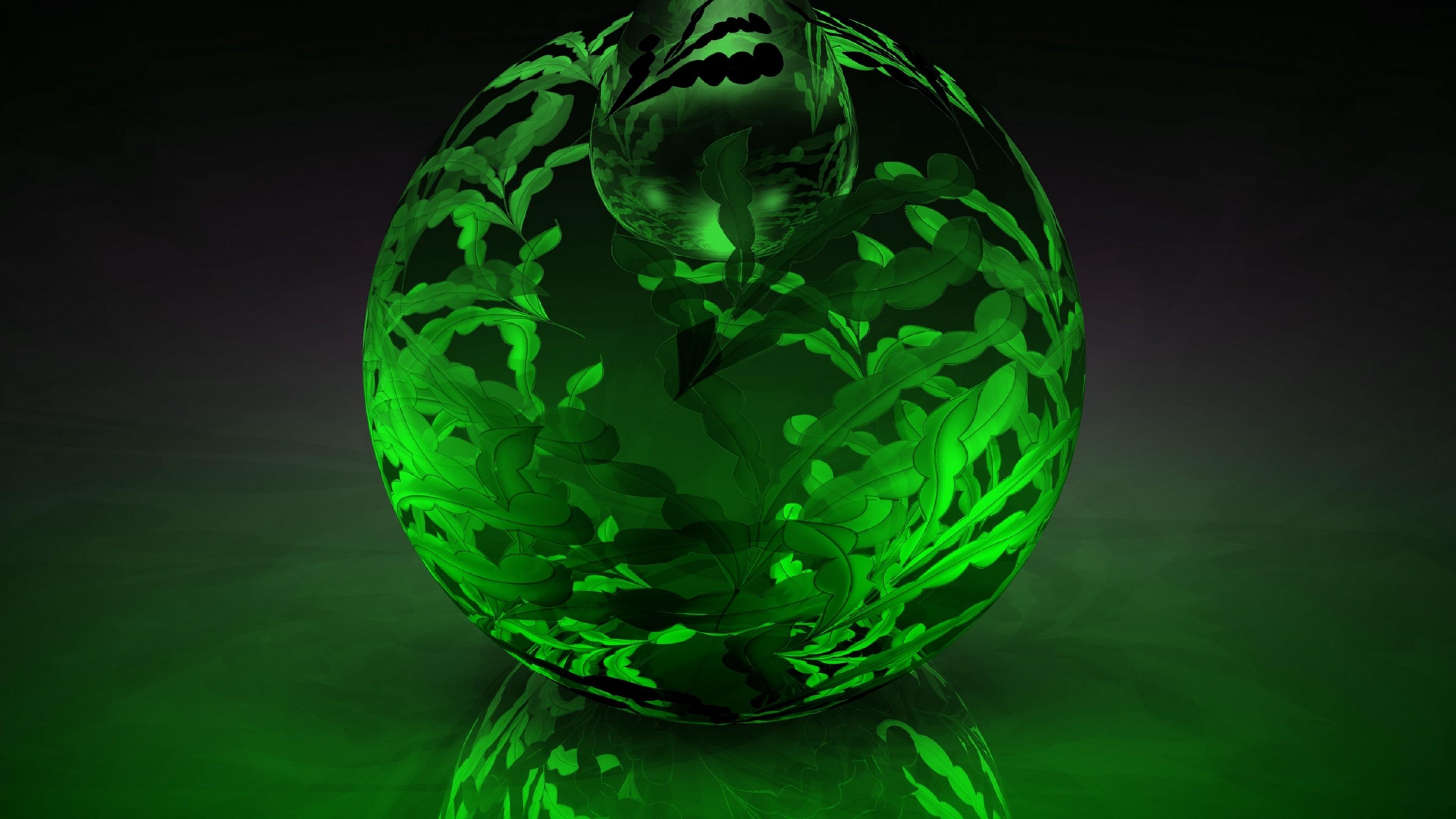 3840x2160 Green glass ball HD Wallpaper 4K Ultra HD