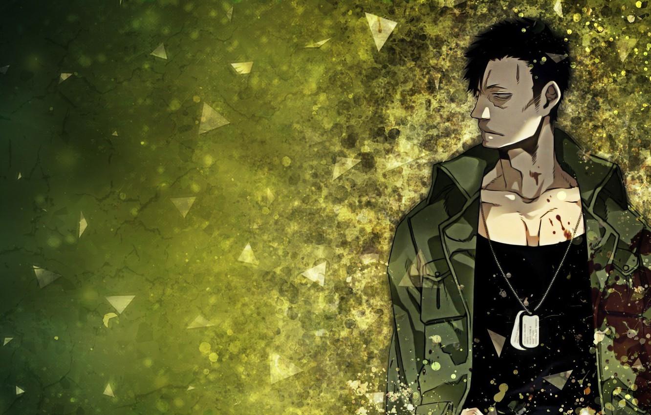 1332x850 Wallpaper green, glass, game, anime, man, assassin, asian, manga, japanese, chest, oriental, asiatic, powerful, strong, sugoi, subarashii image for desktop, section сэйнэн