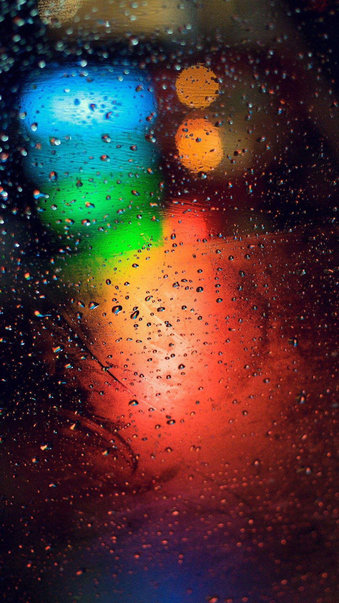 1080x1920 Rain On Glass Blue Green Red Lights iPhone 6 Plus HD Wallpaper HD