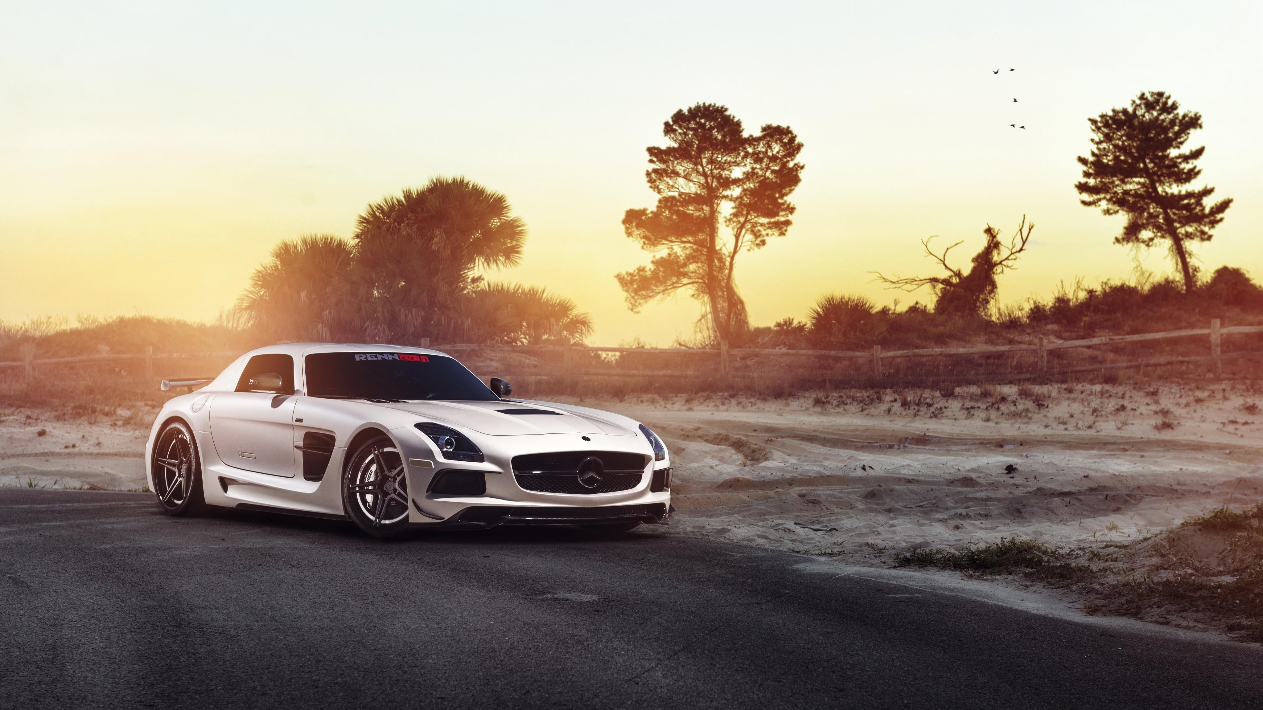 4096x2304 Renntech Mercedes Benz SLS Black Series 4K Wallpaper. HD Car Wallpaper