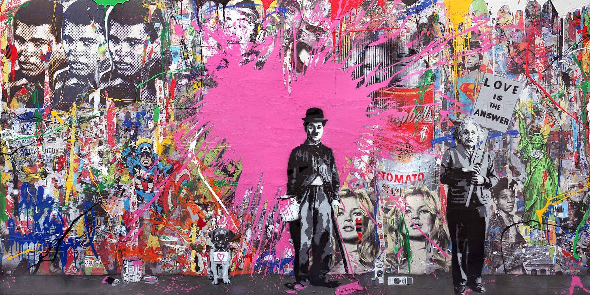 2048x1024 Street Art Charlie Chaplin by Mr. Brainwash X 61 (Giclee Canvas)