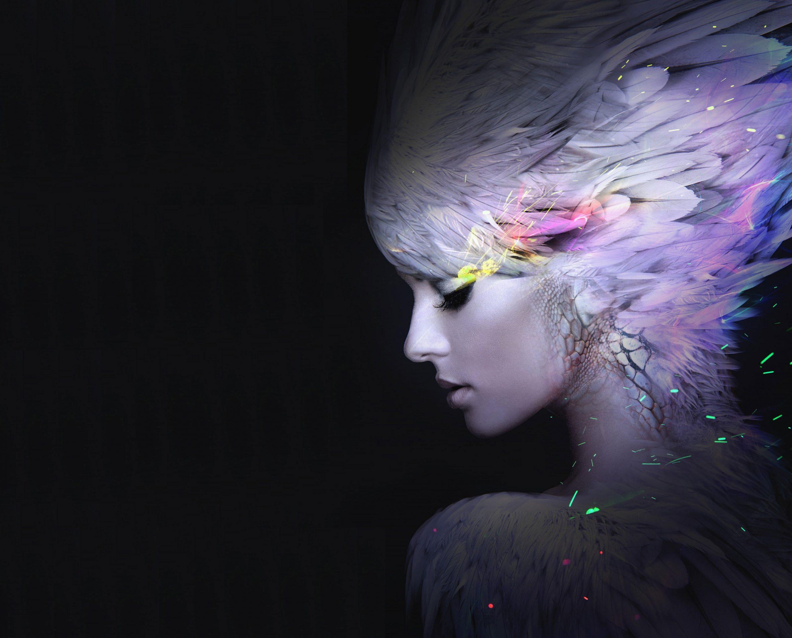 2560x2062 Girl wallpaper, Feathers, Makeup, Beautiful, AMOLED, HD • Wallpaper For You HD Wallpaper For Desktop & Mobile