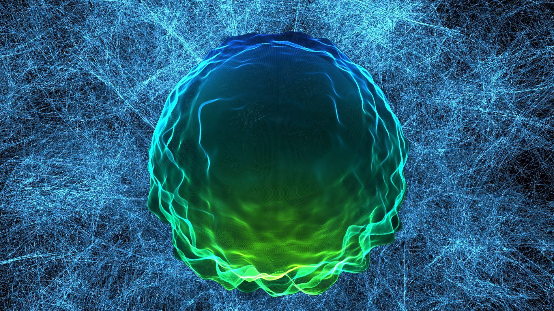 1920x1080 Dimensional: Blue Green Ball Ice, desktop wallpaper nr. 62198