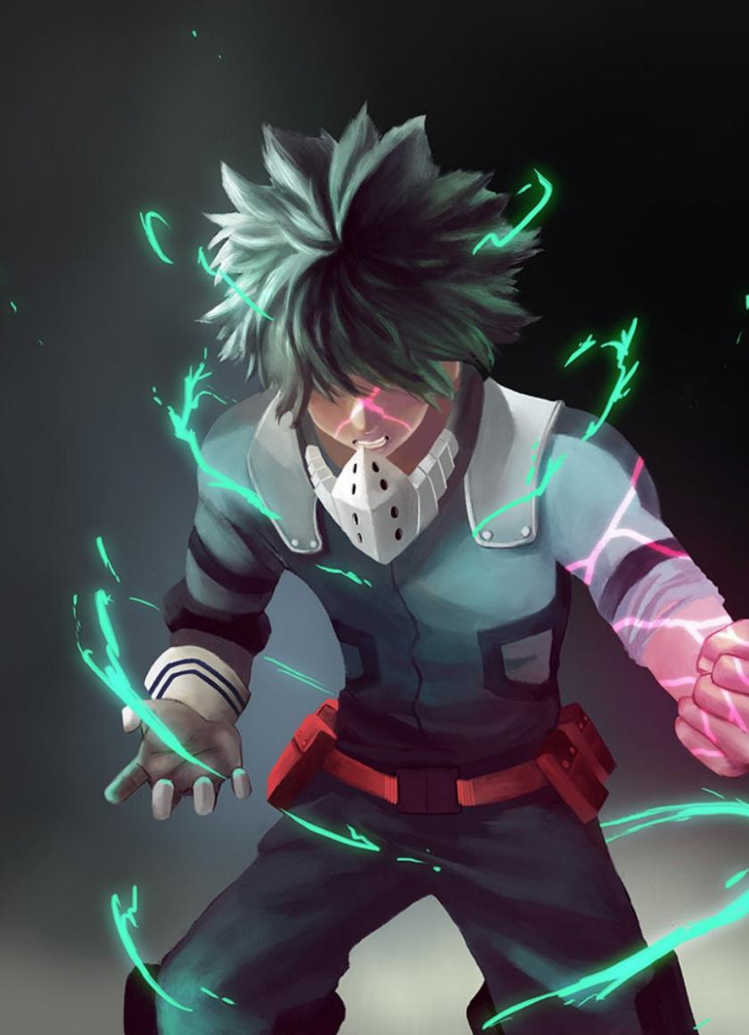 840x1160 Download Artwork, power, anime boy, Izuku Midoriya, anime wallpaper, 840x iPhone iPhone 4S, iPod touch