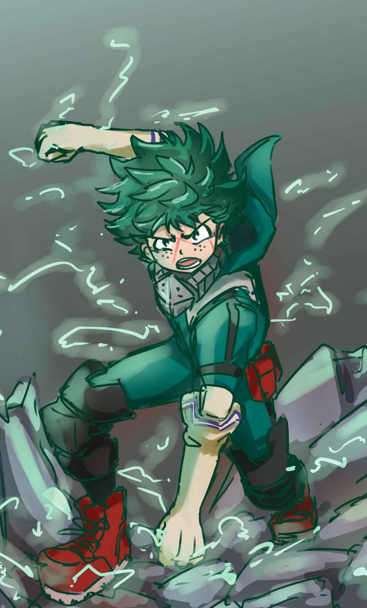 1280x2120 Download 1280x2120 wallpaper angry, green hair, anime boy, izuku midoriya, iphone 6 plus, 1280x2120 HD image, background, 15898