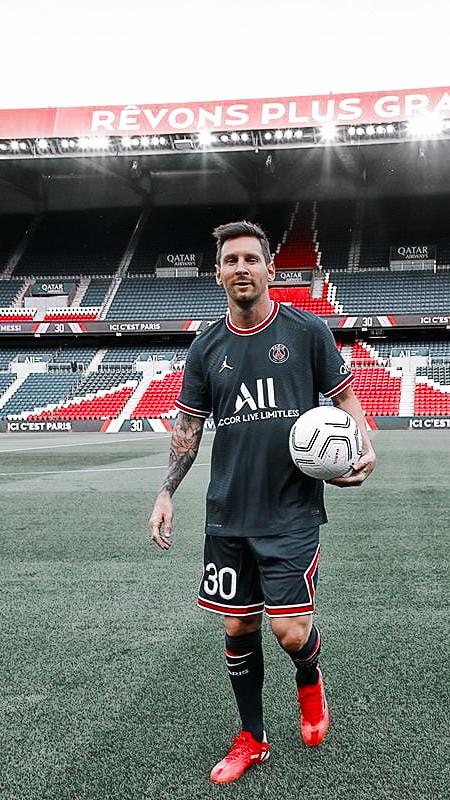 450x800 Messi PSG Presentation wallpaper