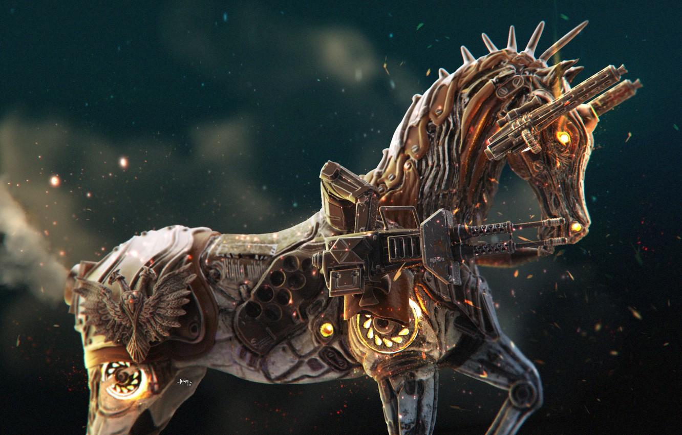 1332x850 Wallpaper weapons, sparks, coat of arms, horse, War Horse image for desktop, section рендеринг