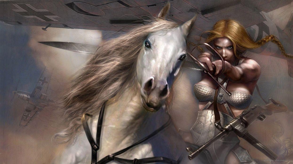1245x700 WOMENS WARRIORS girl amazon sword guns war horse wallpaperx1440