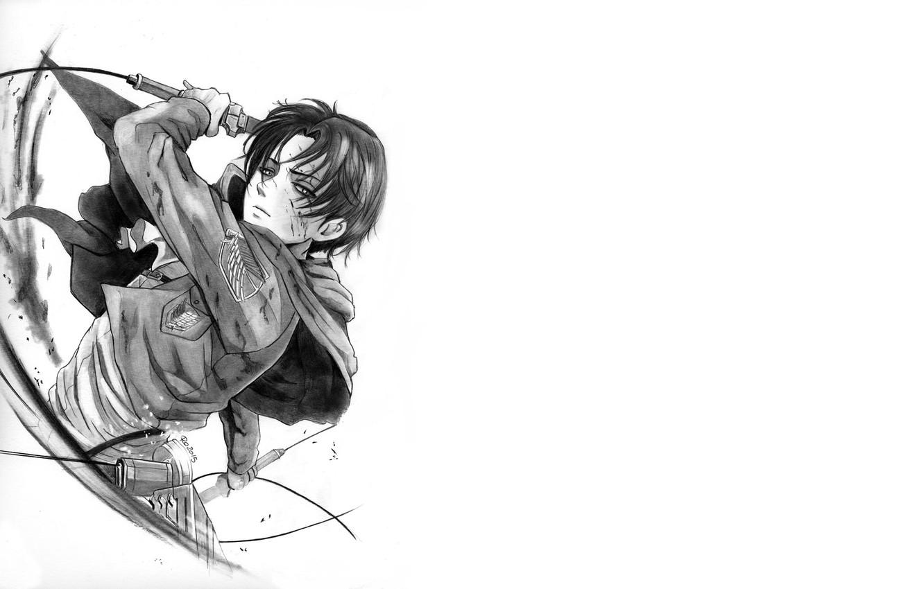 1332x850 Wallpaper figure, anime, art, Attack Of The Titans, Shingeki No Kyojin, Levi Ackerman, Levi, corporal, by redwarrior3 image for desktop, section сёнэн