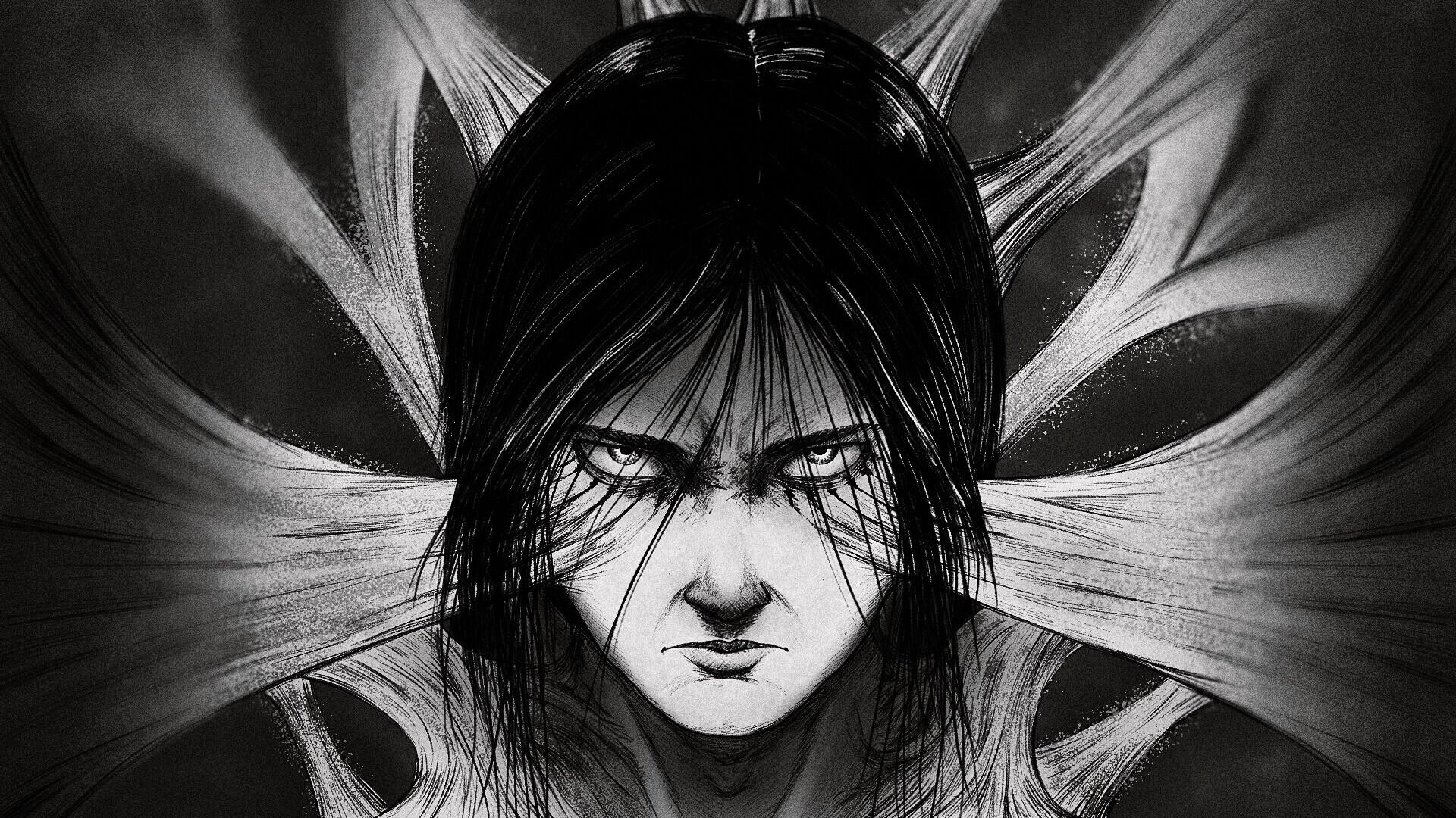 1920x1080 Black And White Eren Yeager HD Attack On Titan Wallpaper