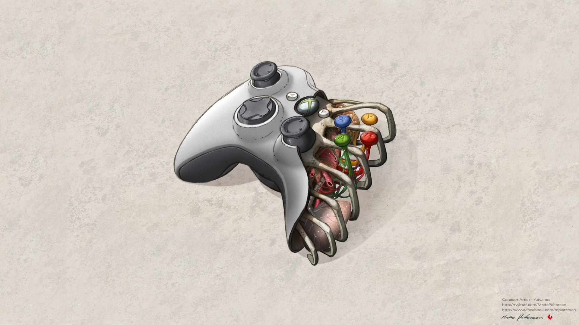 1920x1080 #Xbox #simple background, #video games, #controllers, #bones, #consoles, #organs, #Xbox, #controller, #joystick, wallpaper. Mocah HD Wallpaper