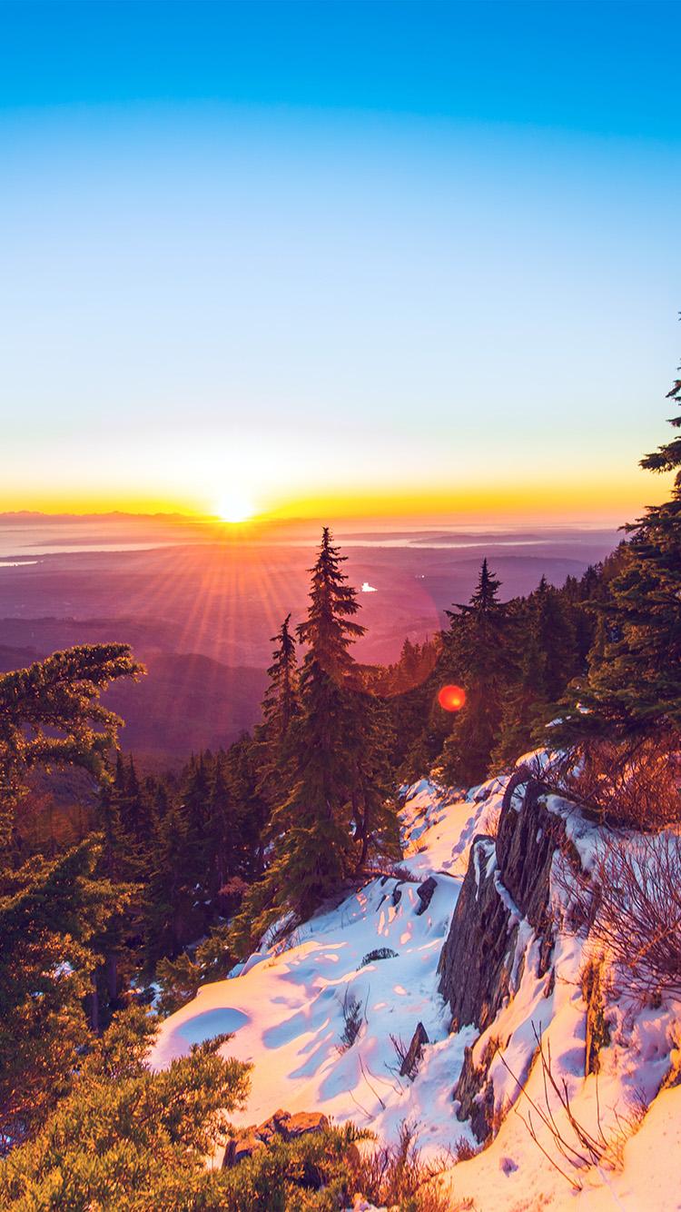 750x1334 iPhone 6 wallpaper. mountain snow winter sunset wood nature flare