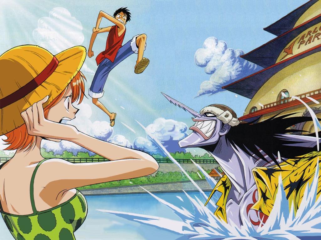 1024x768 One Piece: Luffy VS. Arlong