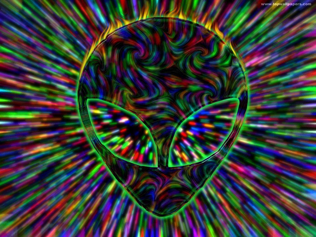 1024x768 Alien Trippy Weed Wallpaper