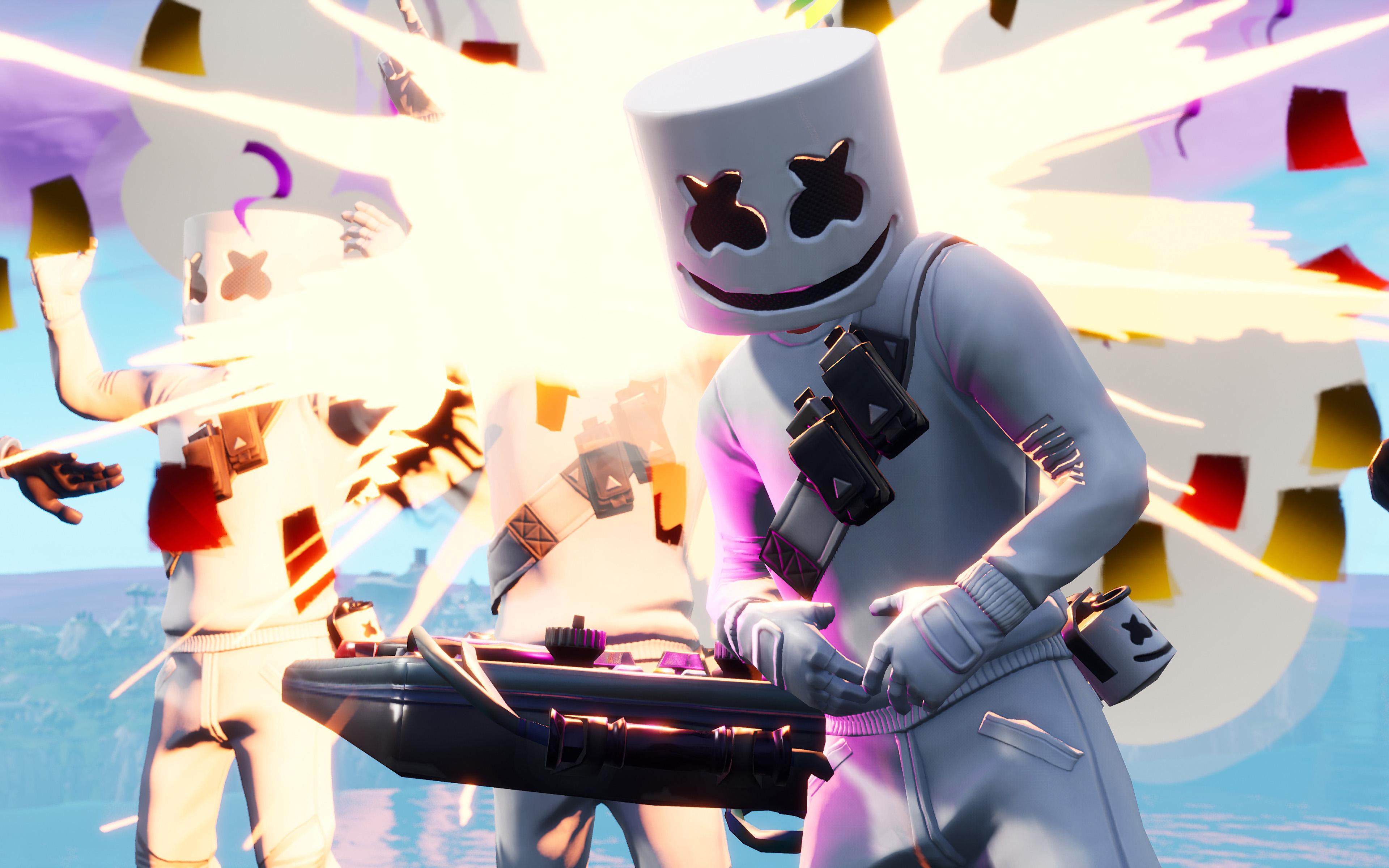 3840x2400 Download wallpaper 4k, Marshmello Fortnite, 2019 games, Fortnite Battle Royale, DJ station, Marshmello Skin, Fortnite, Marshmello for desktop with resolution 3840x2400. High Quality HD picture wallpaper