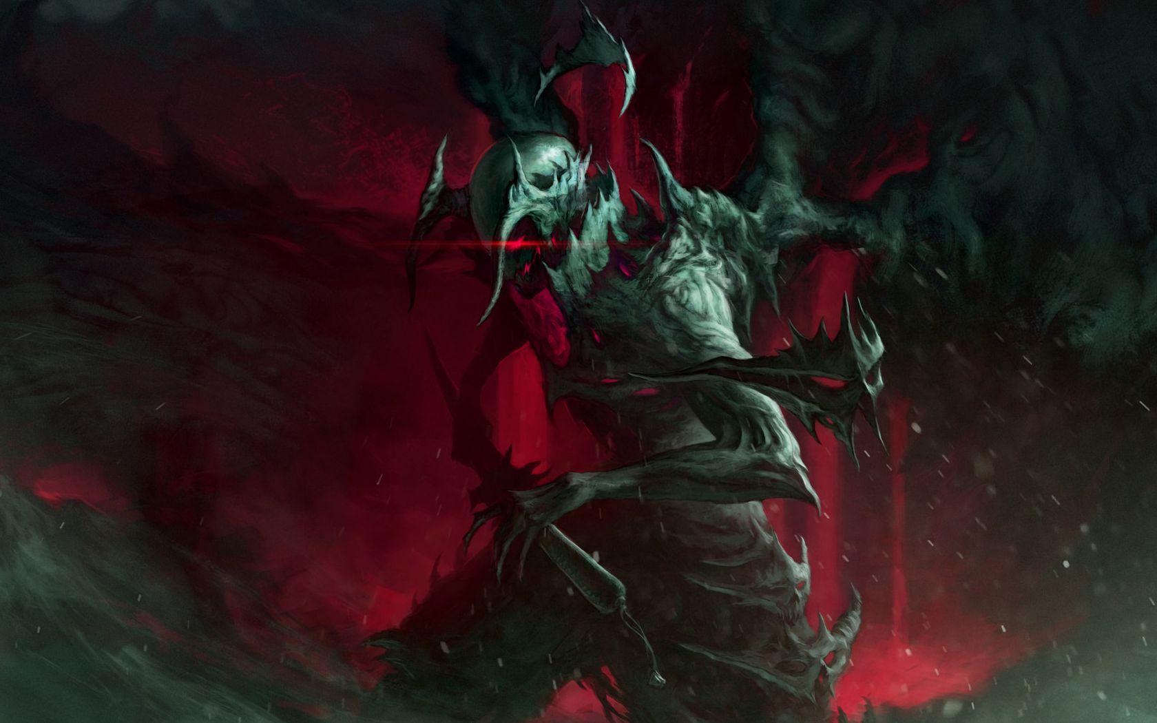 1680x1050 Download wallpaper 1680x1050 monster, warrior, art, dark, armor widescreen 16:10 HD background