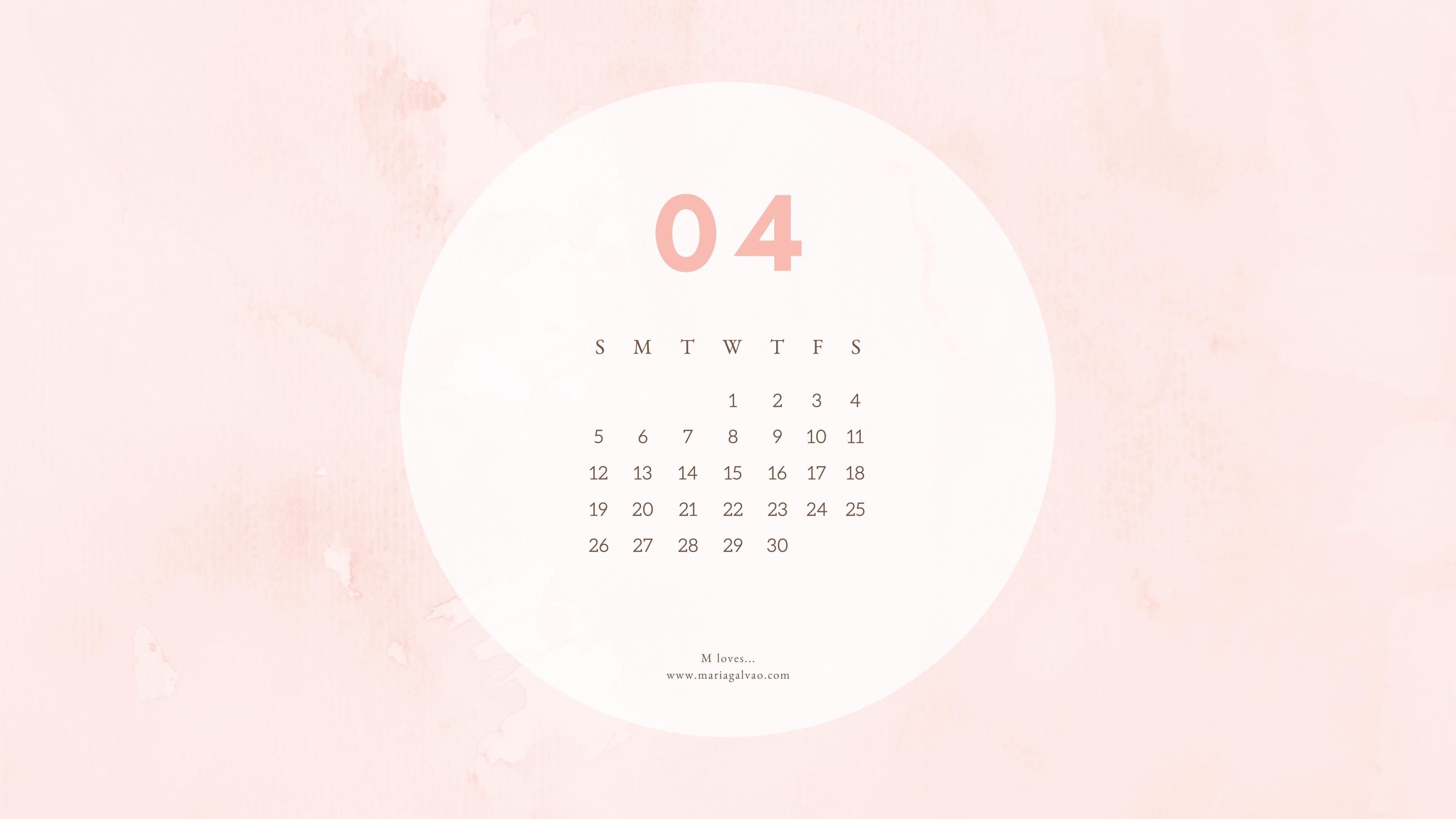 3840x2160 Free April Calendar and Wallpaper for Desktop and Cellphone