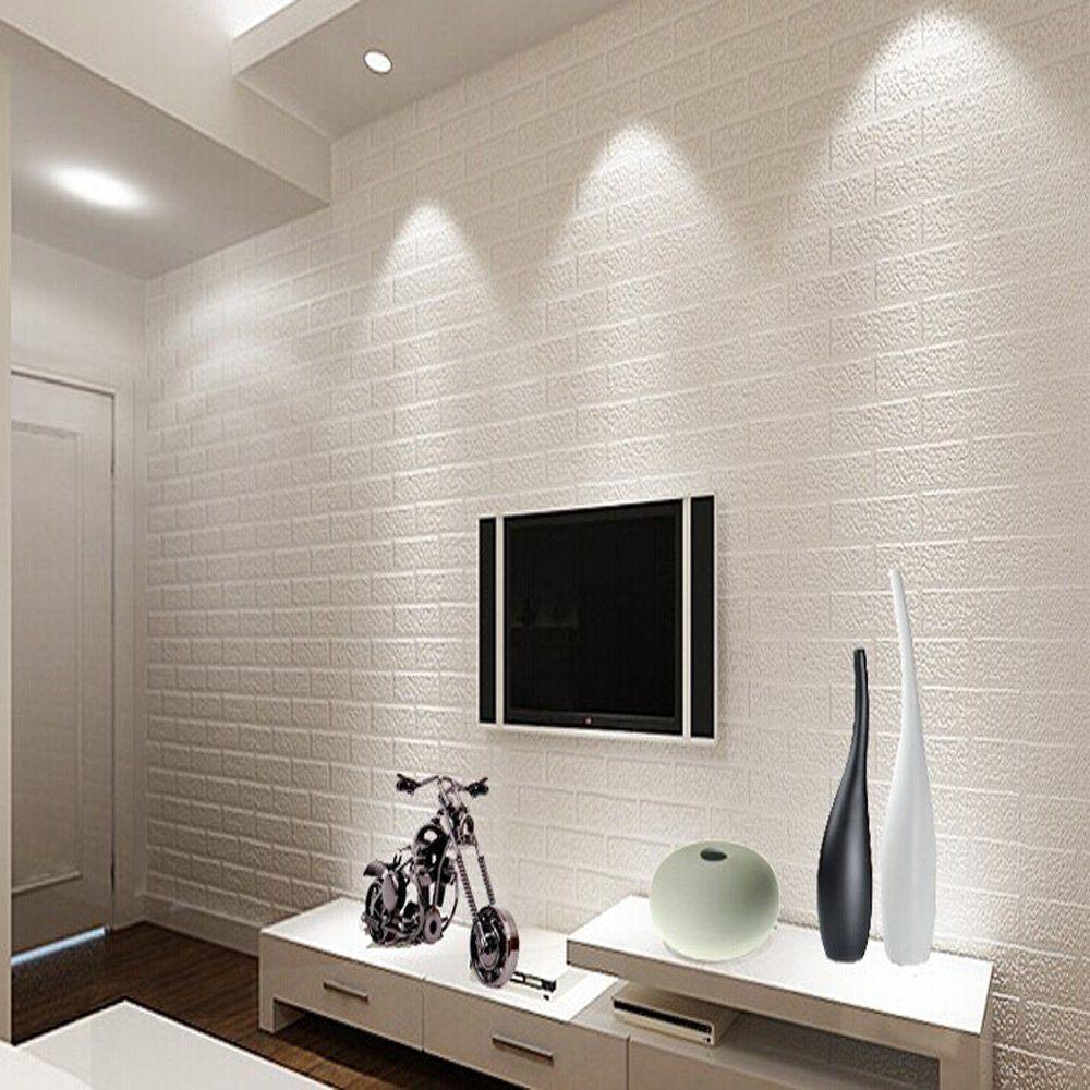 1000x1000 QIHANG 10m Thickening White Brick Wallpaper for Walls Rustic Tv Background Wall Paper White Color 0.. White brick wallpaper, Brick wall wallpaper, Elegant bedroom