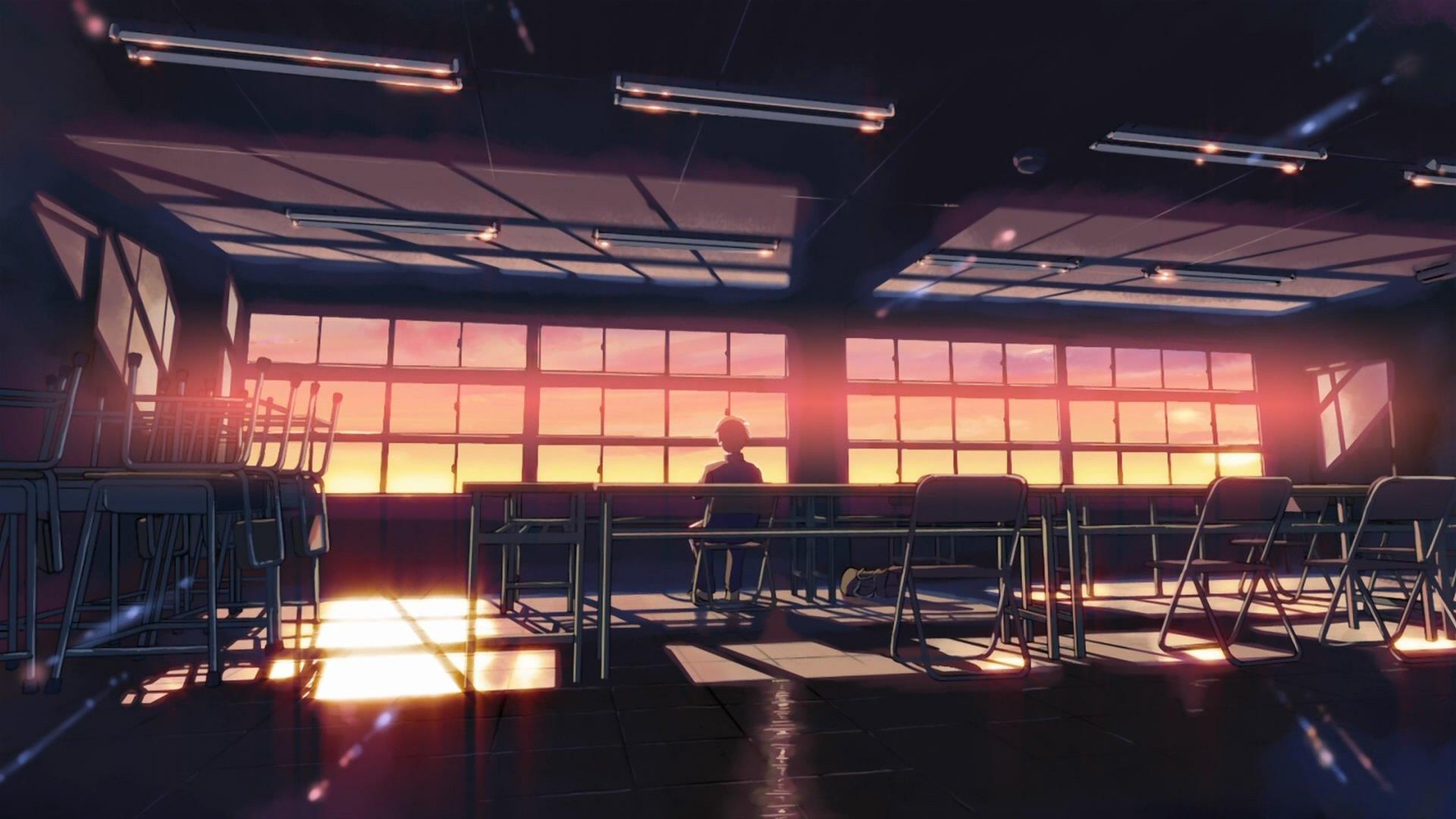 1920x1080 school, Classroom, Makoto, Shinkai, Lonely, Sunlight, Centimeters, Per, Second, Desks, Chill Wallpaper HD / Desktop and Mobile Background