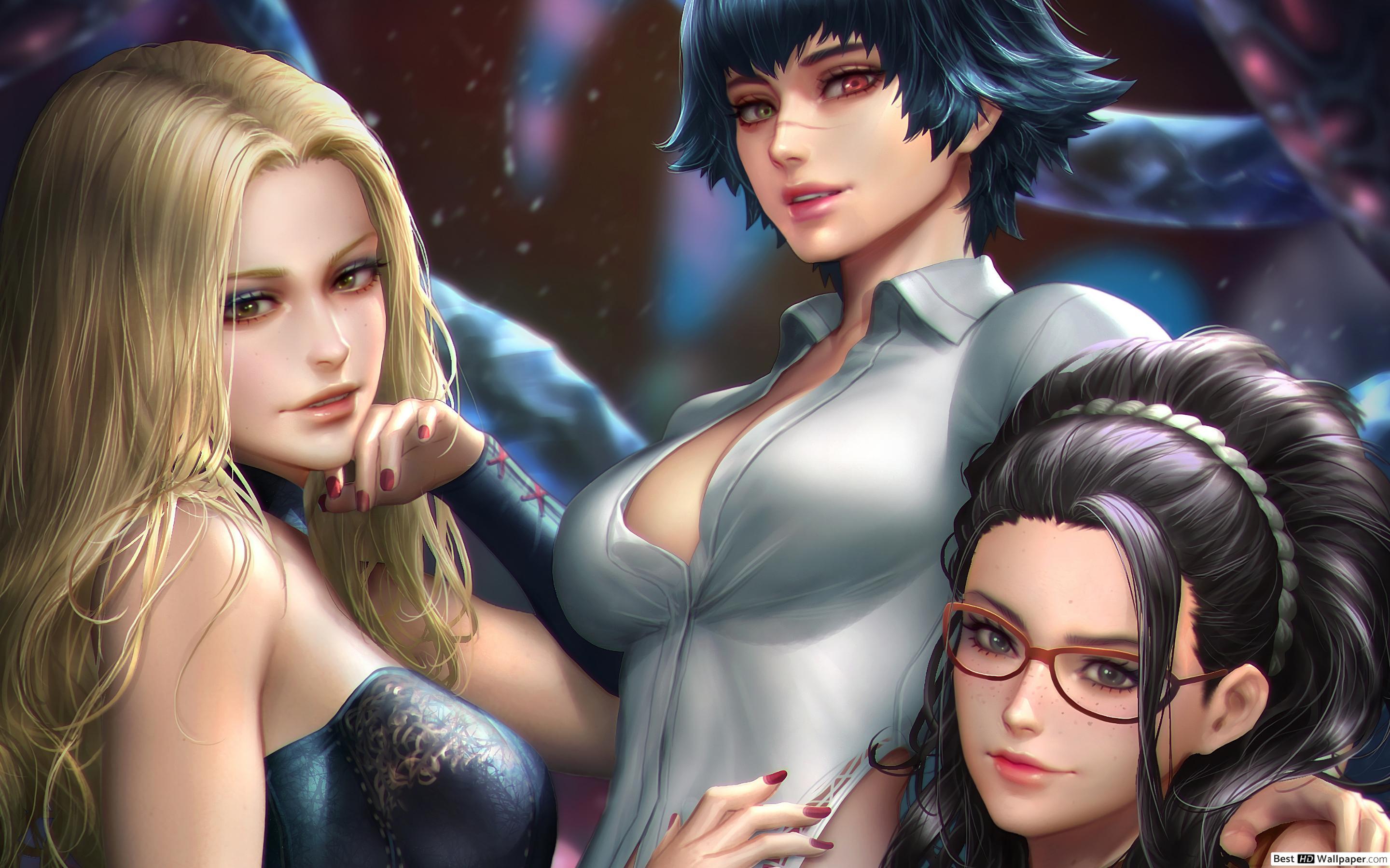 2880x1800 Trish with Lady & Nico May Cry 5 (Video Game) HD wallpaper download