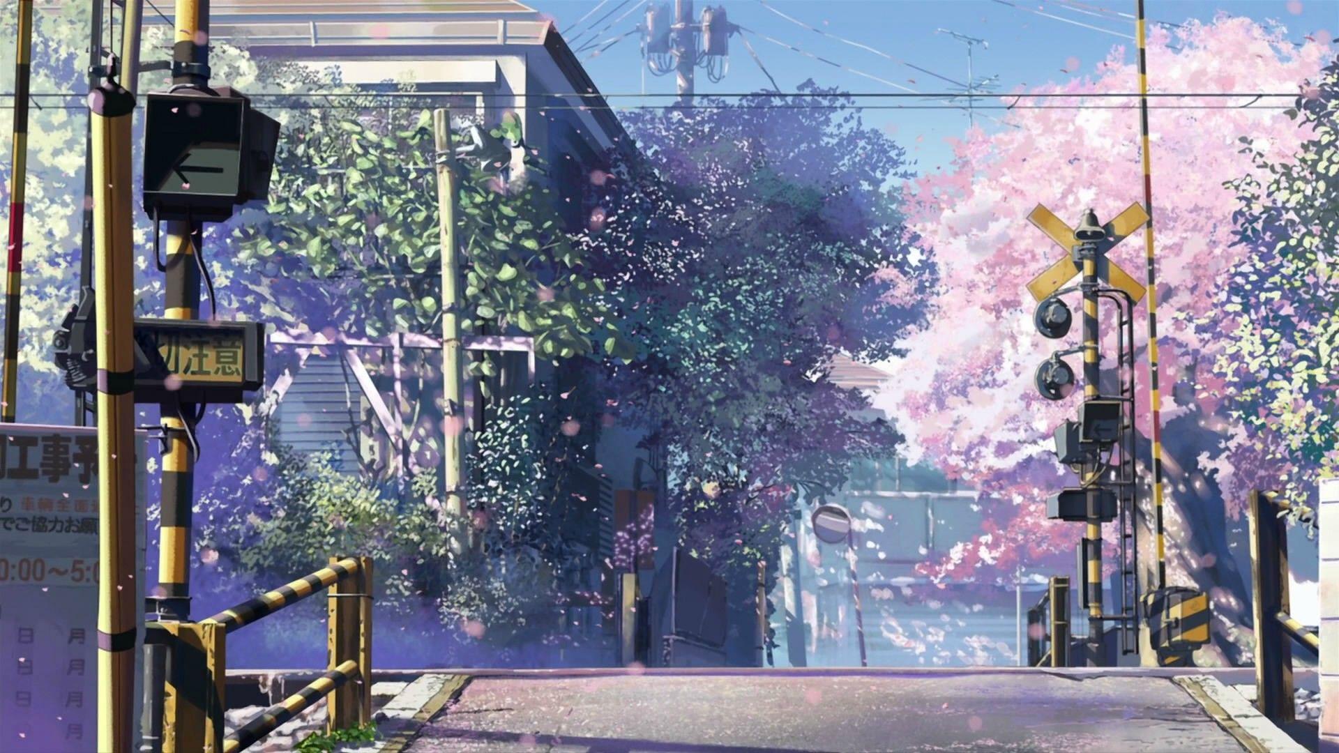 1920x1080 Anime City Scenery Rail Crossing HD Wallpaperx1080