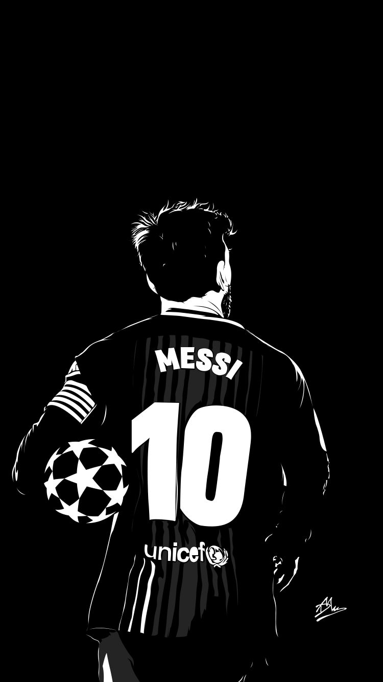 750x1334 Messi Black And White Wallpaper