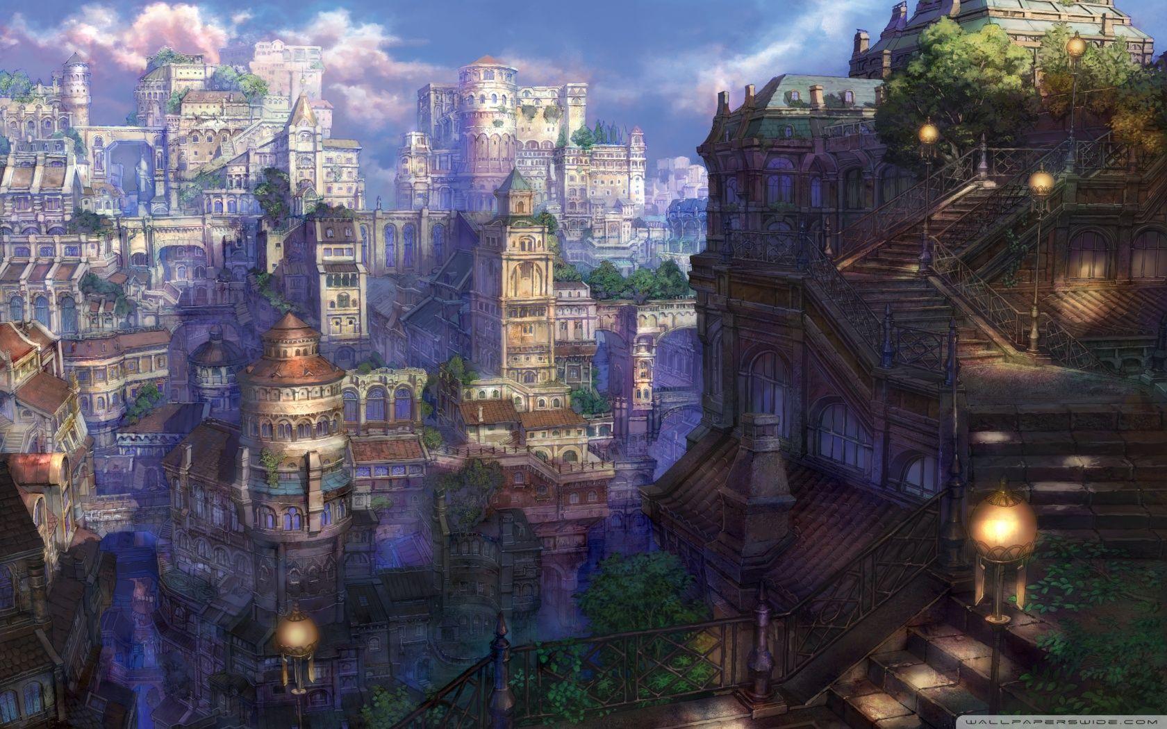 1680x1050 Fantasy Town Wallpaper. Constructed Worlds