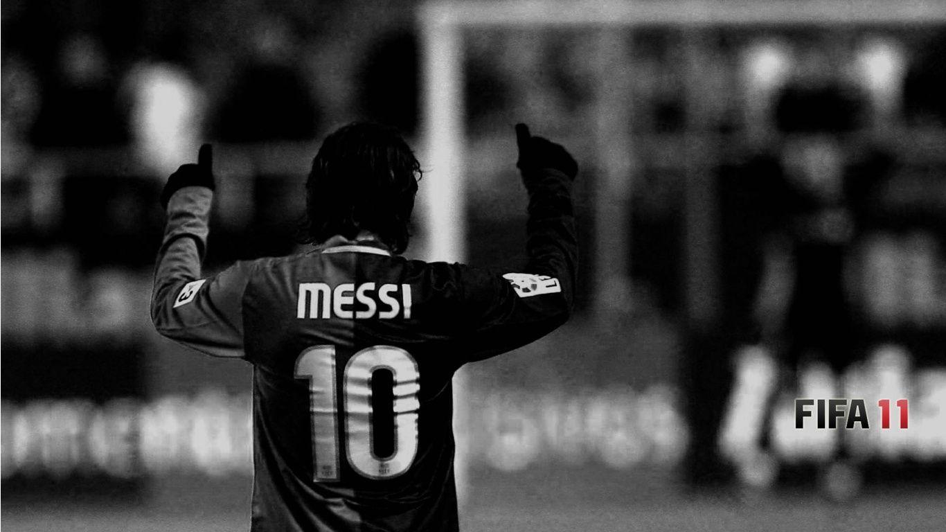 1366x768 Black And White Wallpaper Of Messi