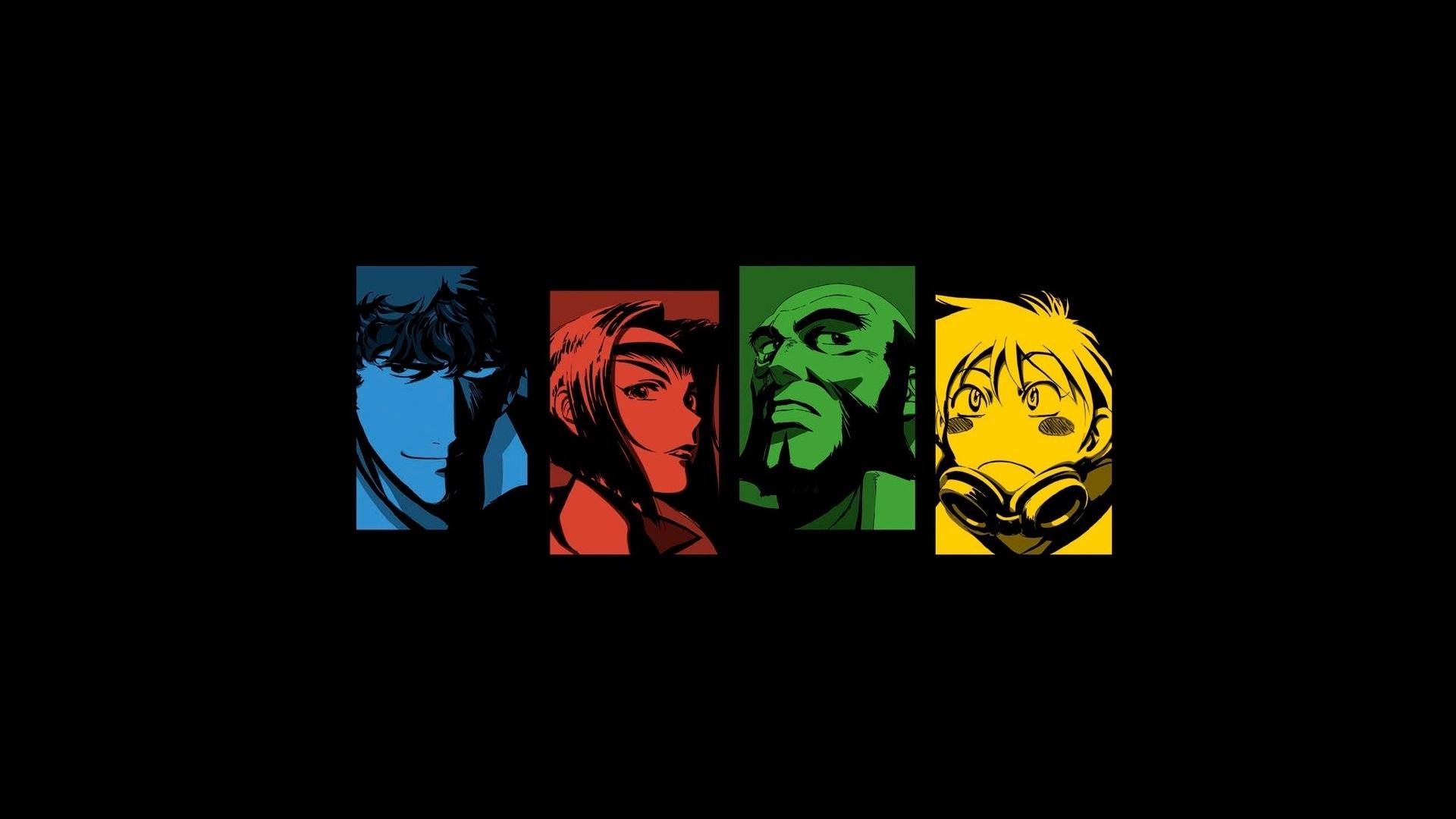 1920x1080 Cowboy Bebop, Black Background, Spike Spiegel, Jet Black, Faye Valentine, Anime Girls, Collage, Minimalism, Anime 1920x1080 UHD Wallpaper. Walldump HD and UHD Wallpaper