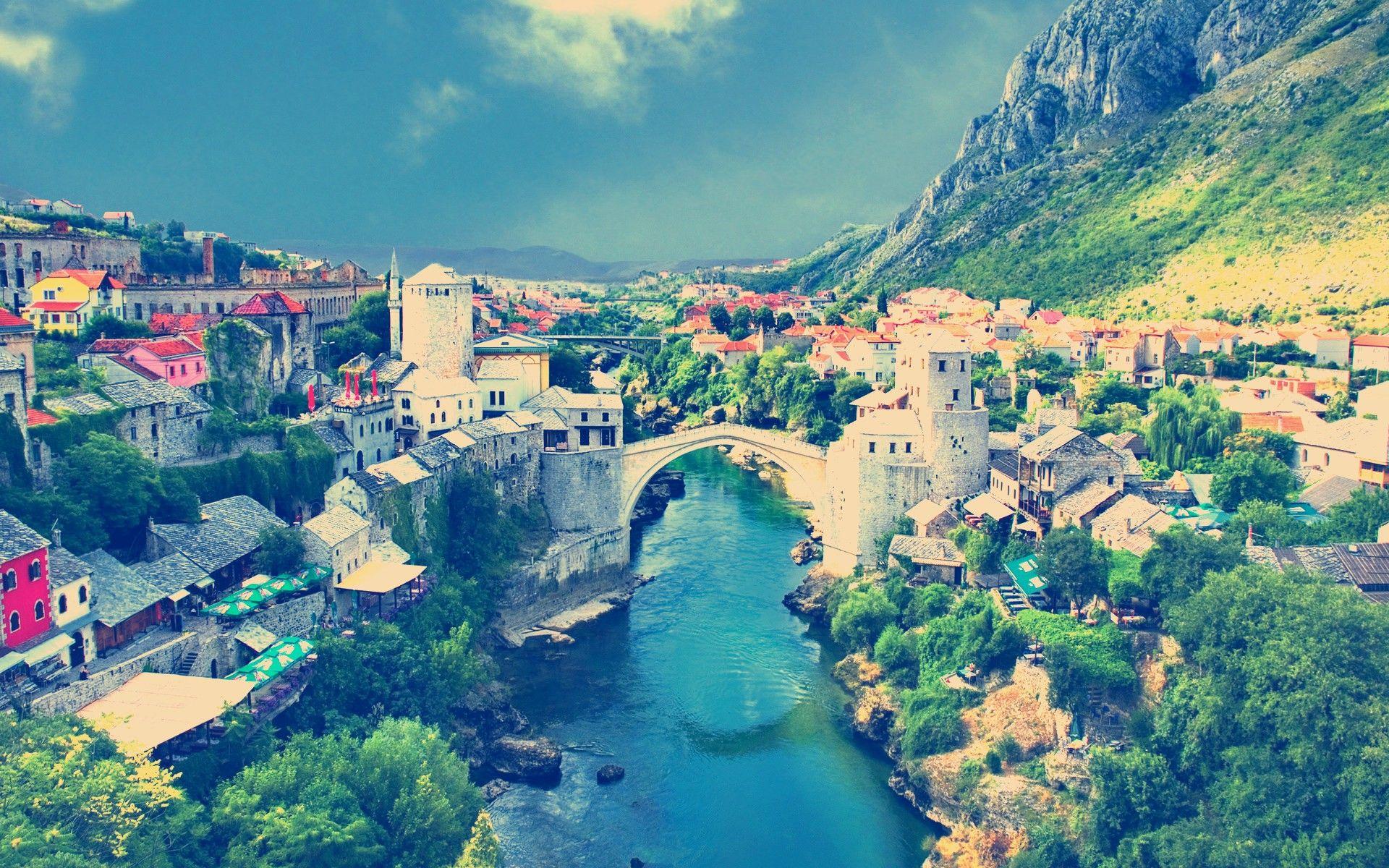 1920x1200 Mountain Town wallpaper. Mountain Town