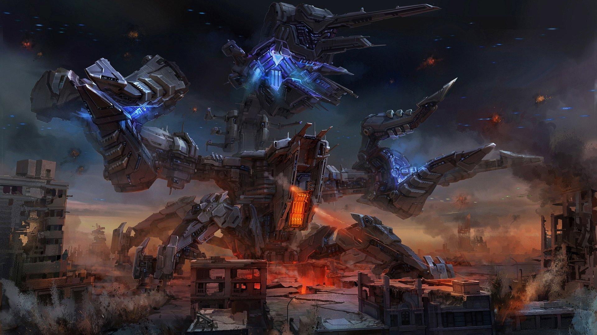 1920x1080 Awesome Epic space battle free background for 1080p desktop