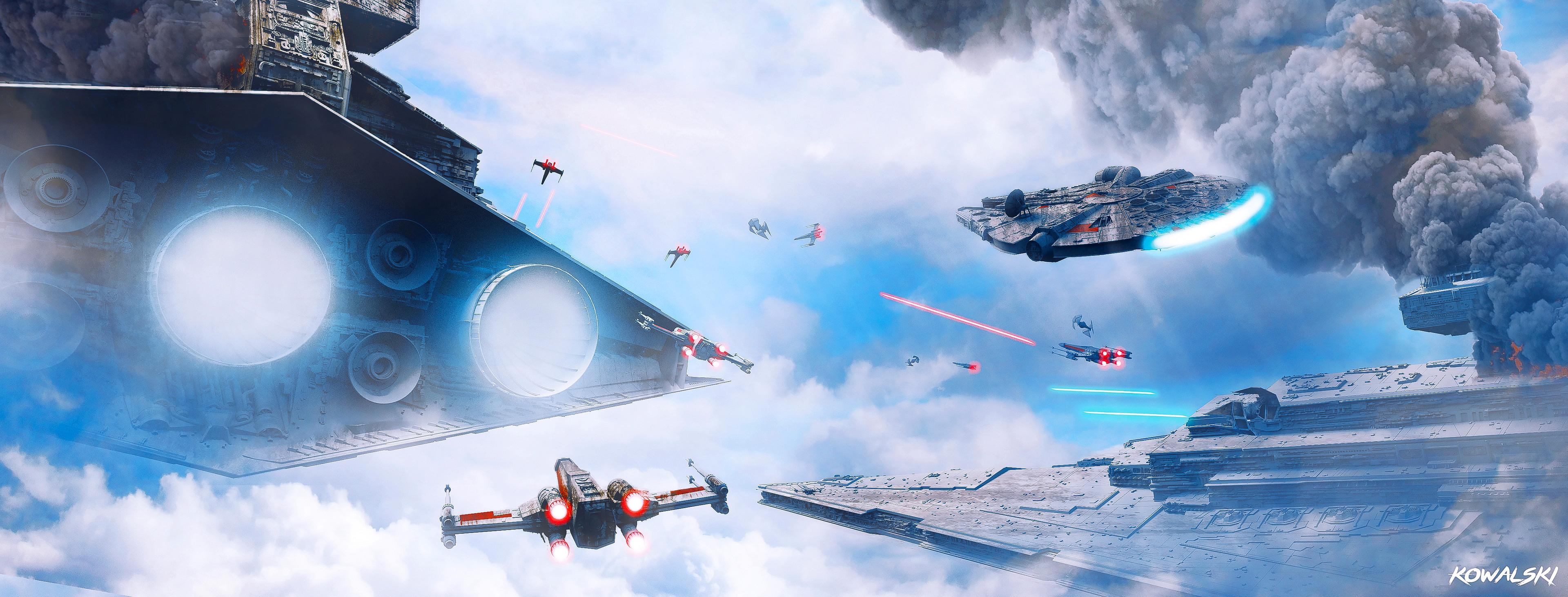 3840x1463 Star Wars space Battle, Dylan Kowalski