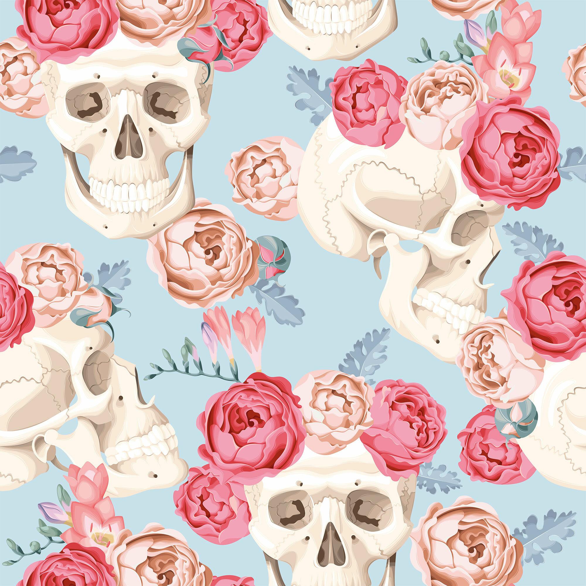 2000x2000 Trinx Katie Skulls Themed Removable Peel and Stick Wallpaper Panel