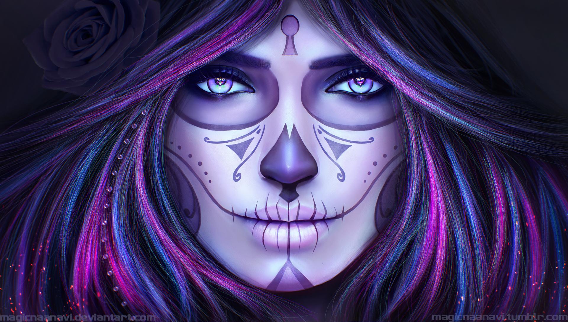 1920x1090 Pink Skull Wallpaper