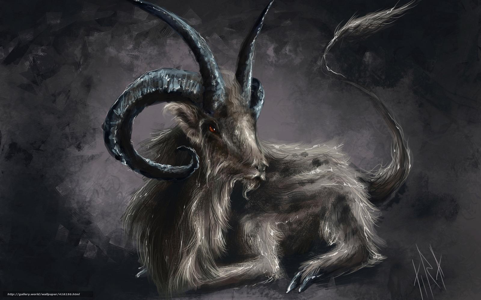 1600x1000 Download wallpaper Art, gory goat, animal, Horn free desktop wallpaper in the resolution 1680x1050